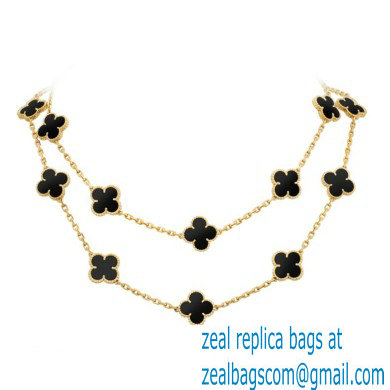 Van Cleef  &  Arpels Onyx Vintage Alhambra Necklace black/gold